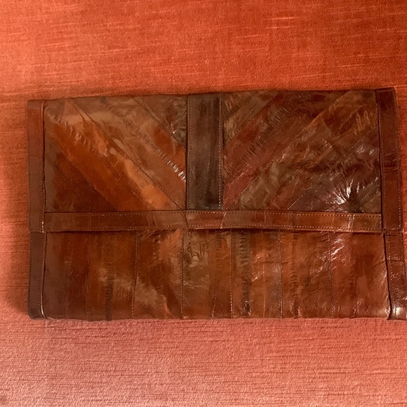 Vintage 80s eel skin wallet clutch 11 x 6 - Picture 6 of 6